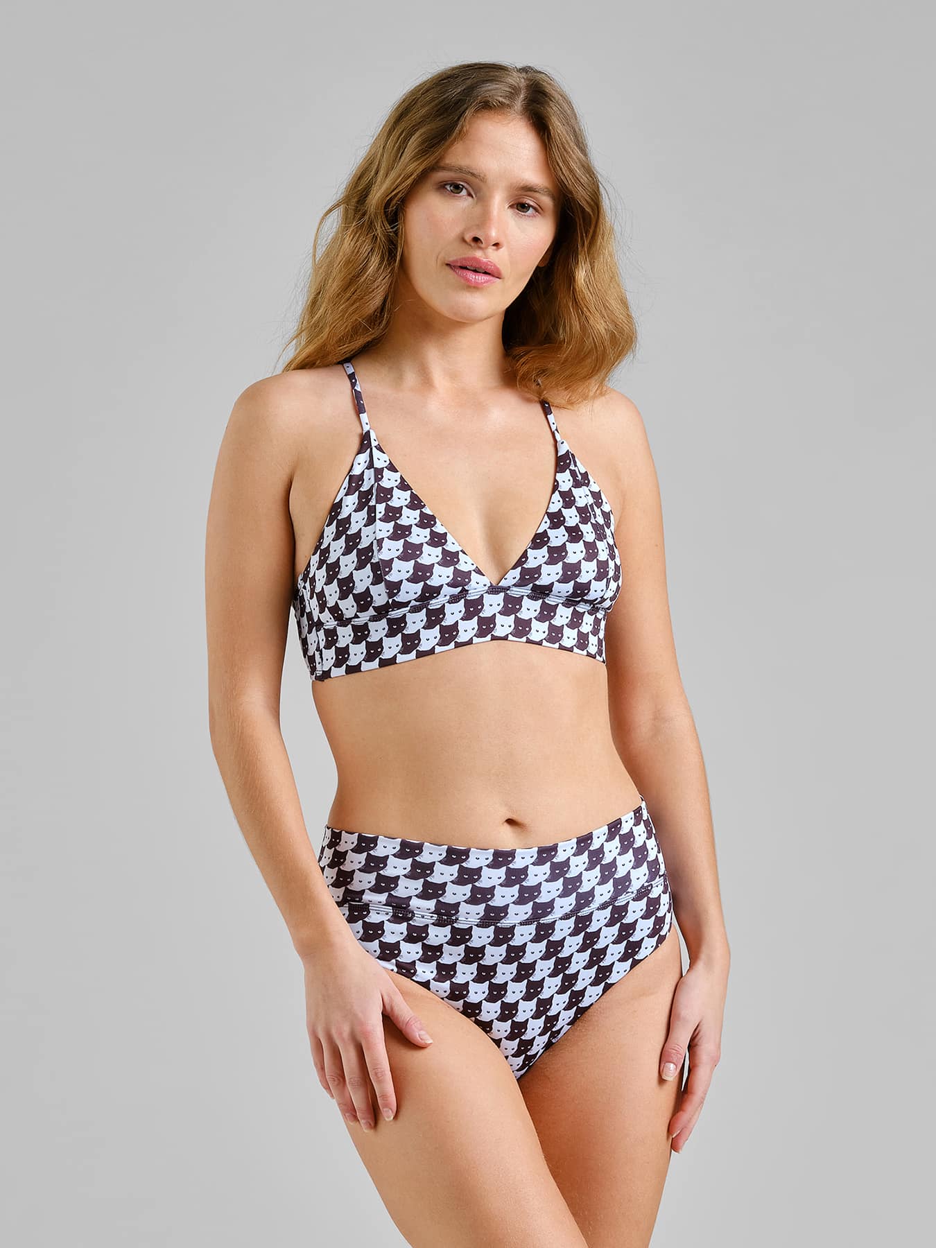 Bikini Hose Slite Pepita Cats Dedicated Black 01