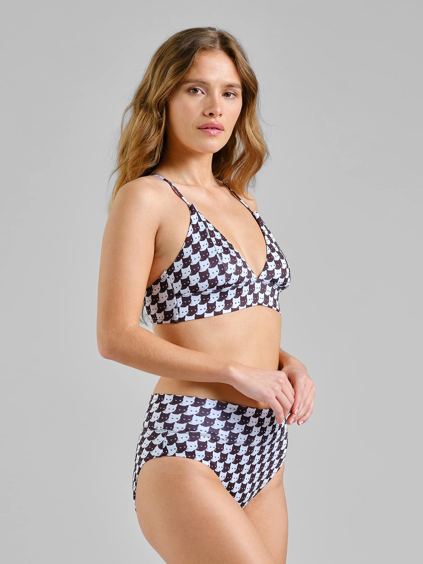 Bikini Top Alva Pepita Cats Dedicated Black 02