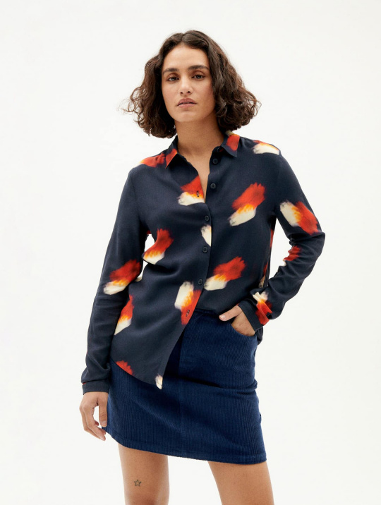 Bluse Blouse Flowers Chamomile Thinking Mu Navy 1