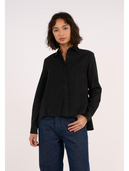 Bluse Corduroy Shirt A Shape Knowledge Cotton Apparel Black Jet 1