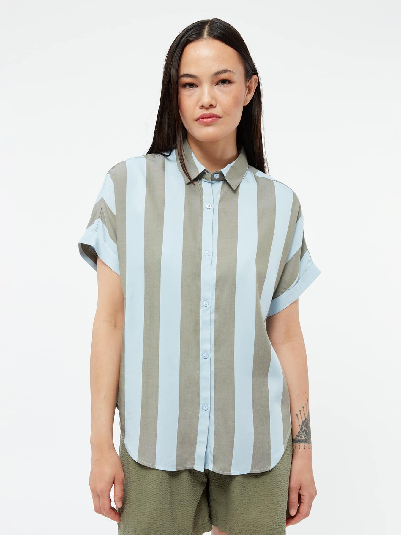 Bluse GBSarah Givn Ice Water Blue Faded Olive 01