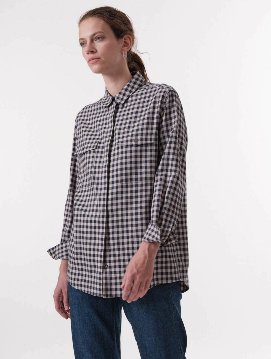 Blusen Hemd Karo Lanius Blue Multicolor 1