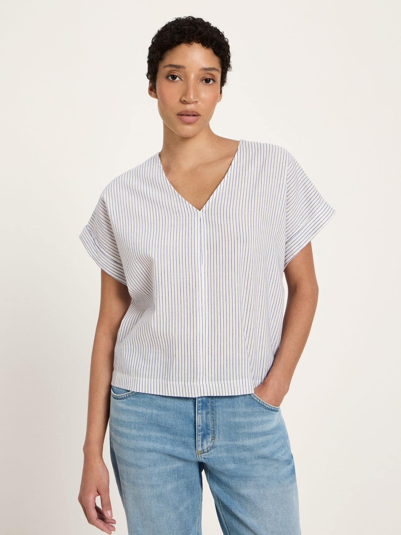 Blusenshirt Ocs Lanius White Light Blue 01