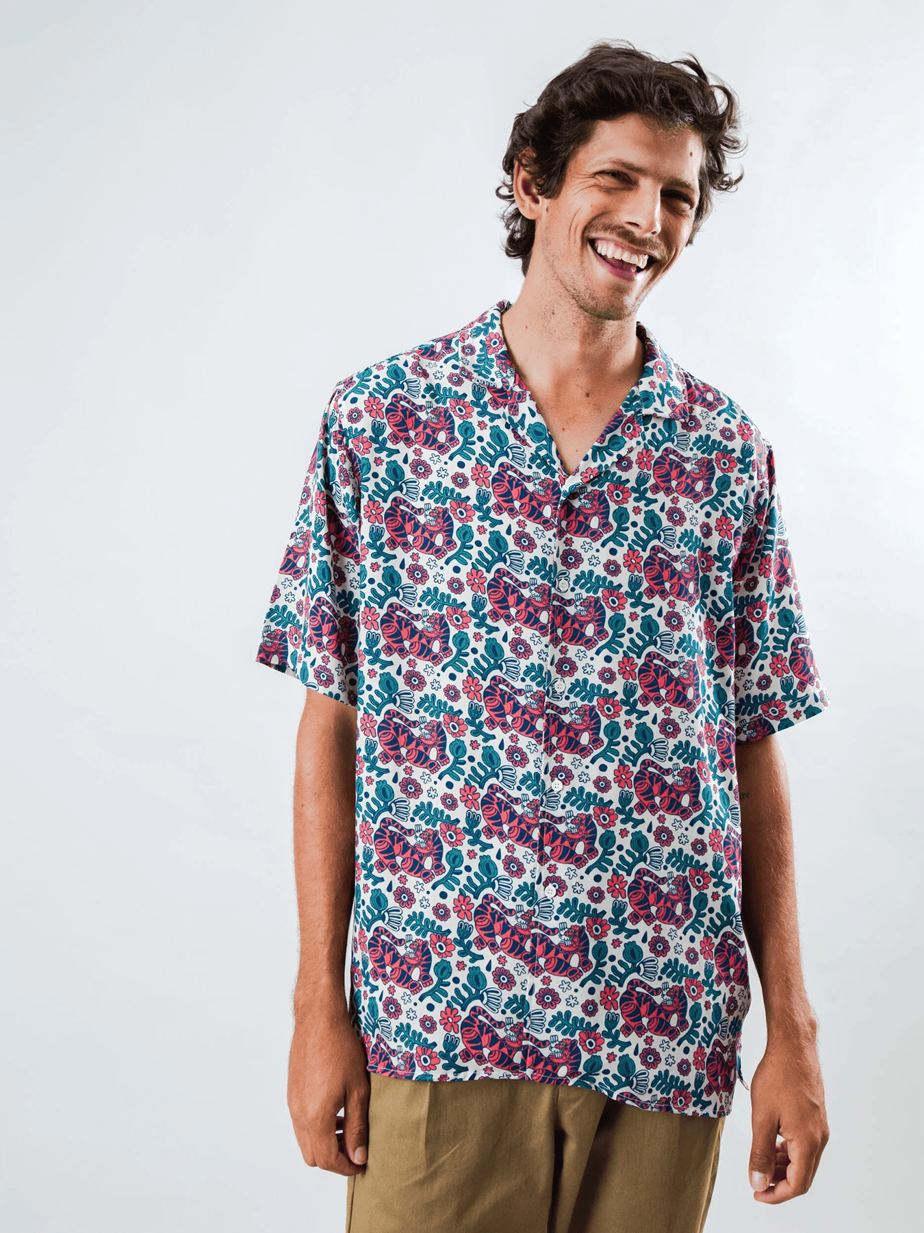 Hemd Asis Percales Tigris Aloha Shirt Brava Fabrics Ecru 02