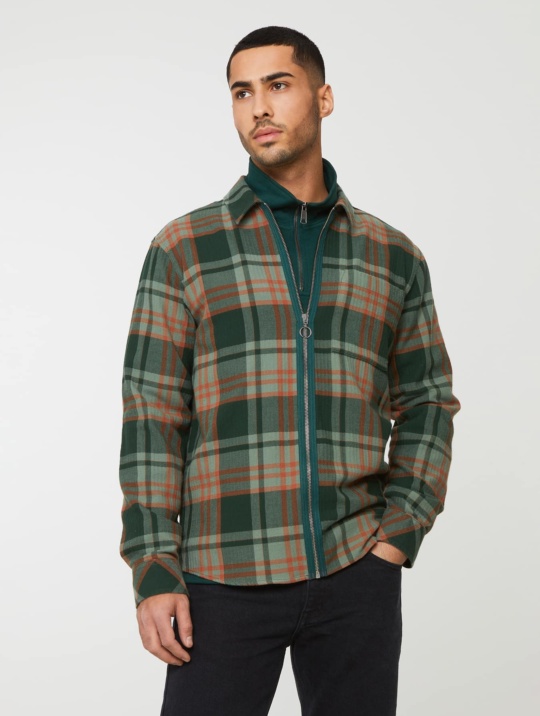 Hemd Overshirt Meadow Check Recolution Dark Green 01