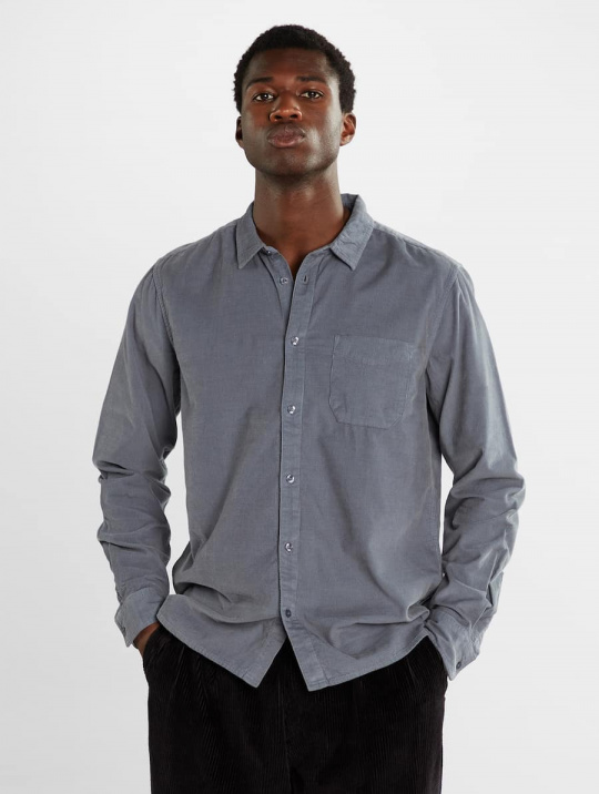 Hemd Shirt Varberg Corduroy Dedicated Stormy Blue 1
