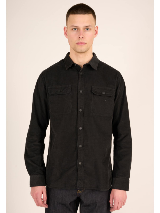 Hemden & Polos Corduroy Custom Fit Shirt Knowledge Cotton Apparel Black Jet 1