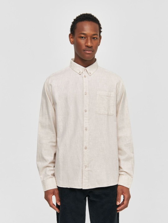 Hemden & Polos Hemd Regular Fit Flannel Knowledge Cotton Apparel Greige 1