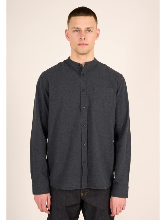 Hemden & Polos Shirt Melange Flannel Stand Collar Fit Knowledge Cotton Apparel Total Eclipse 1