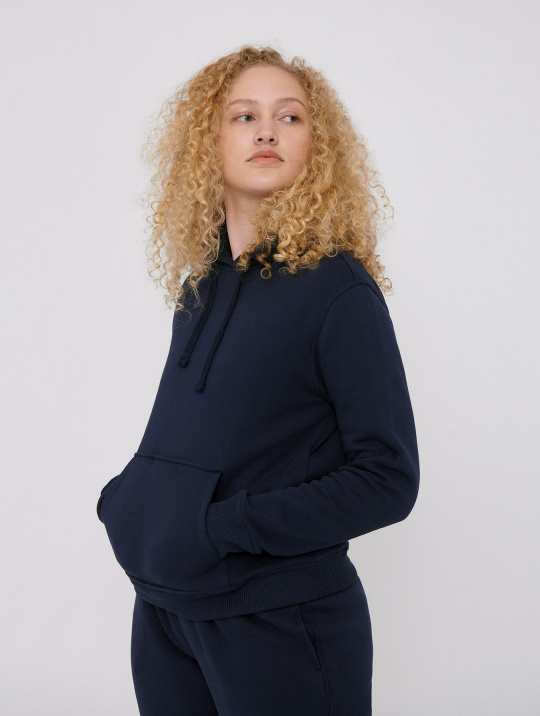 Hoodie Mid Weight Sweat Organic Basics Navy 1