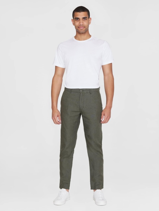 Hose Chino Chuck Regular Linen Knowledge Cotton Apparel Burned Olive 1