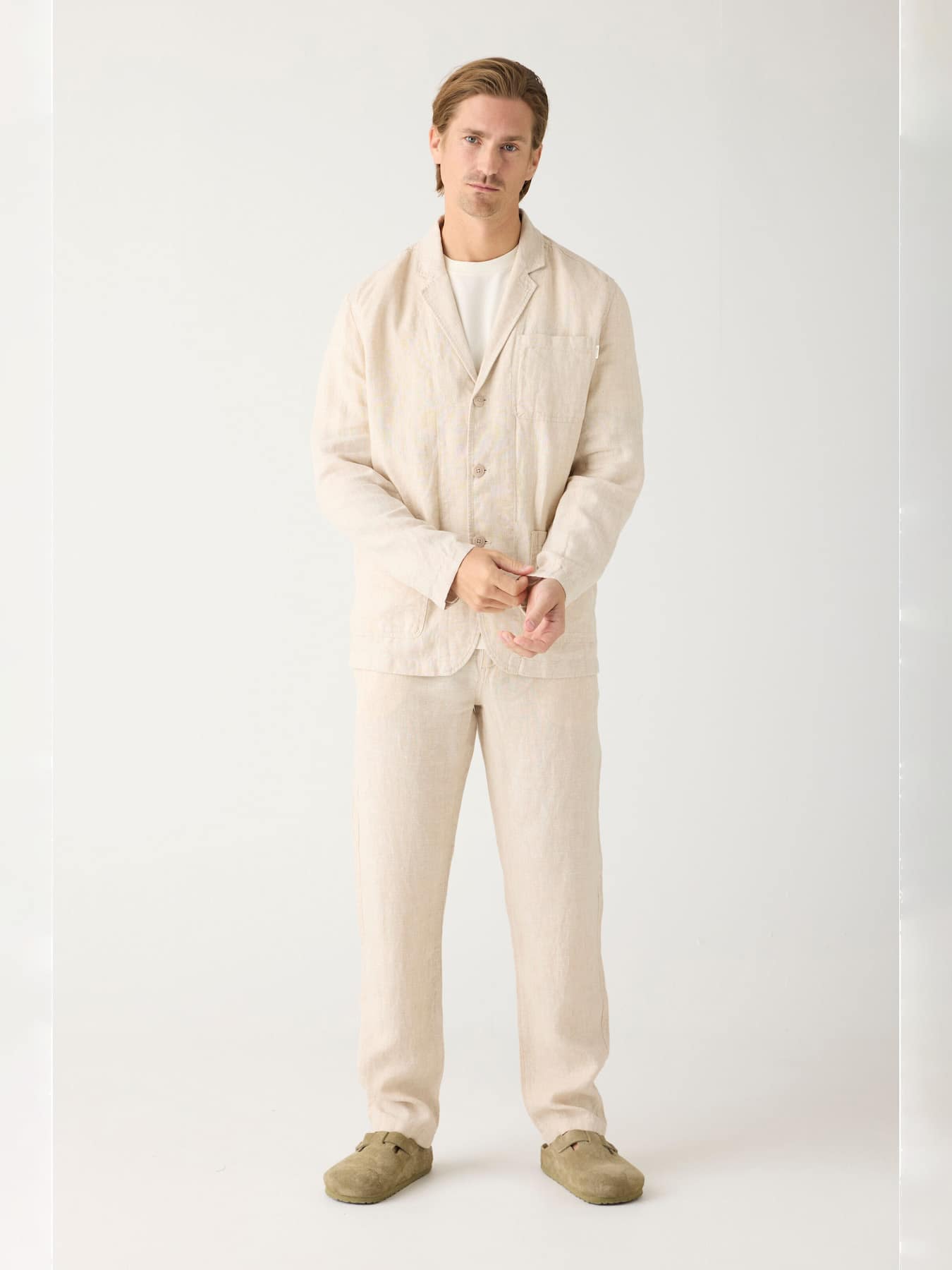 Hose Chuck Regular Linen Knowledge Cotton Apparel Yarndyed Light Feather Gray 01
