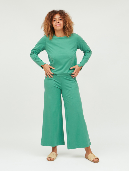 Hose Palau Green Wide Leg Biobaumwolle Suite13lab 01