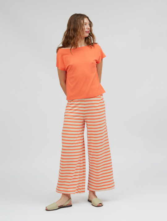 Hose Palau Stripes Mandarin Red Wide Leg Biobaumwolle Suite13lab 02