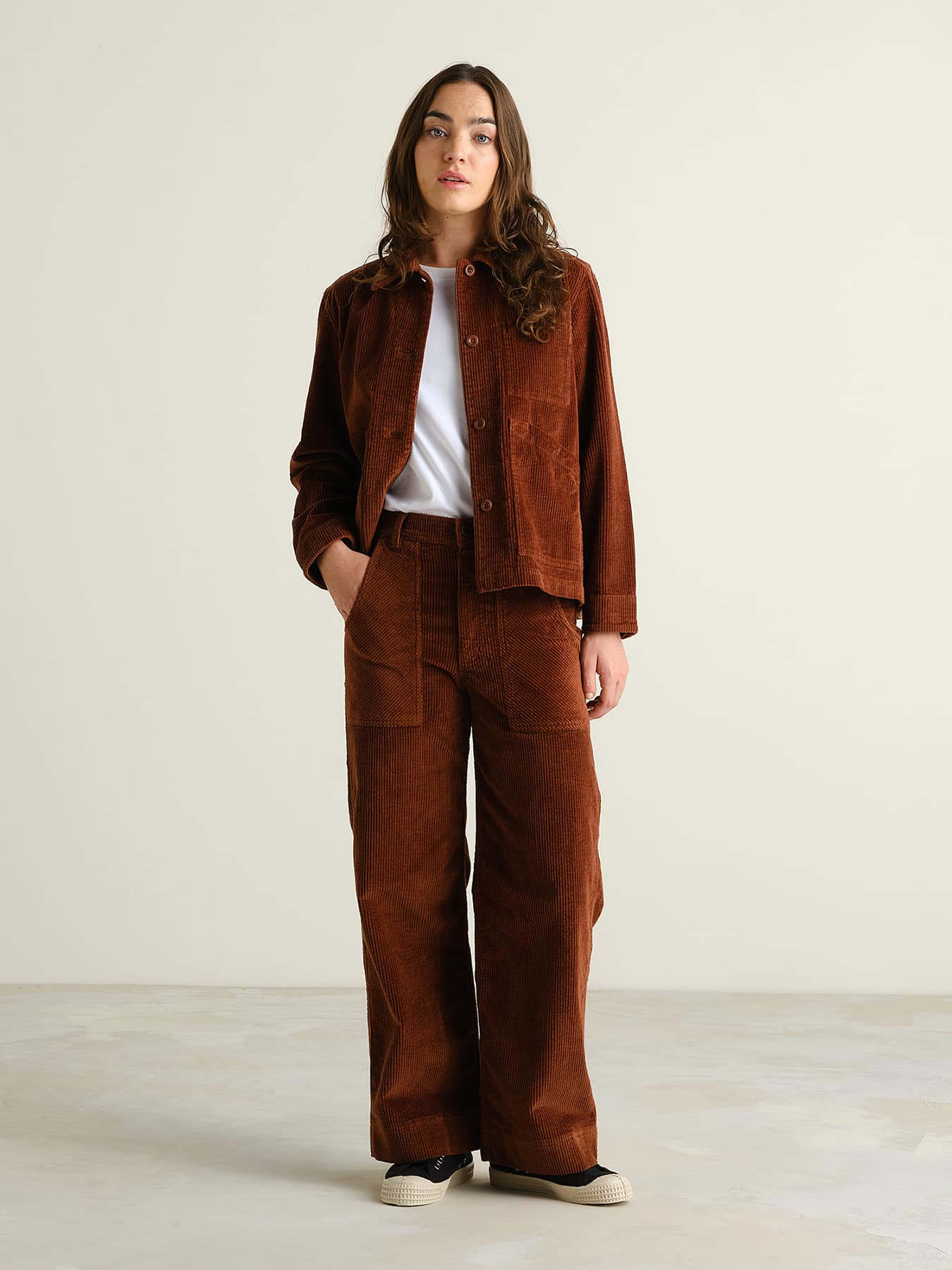 Hose Workwear Pants Vara Corduroy Dedicated Cappuccino Brown 1