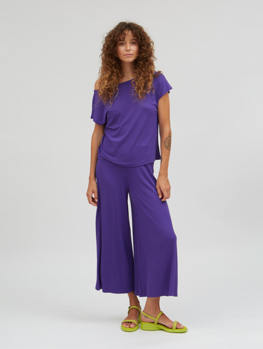 Hosen Culotte Madeira Violet Rib Jersey Viskose Ecovero Suite13lab 02