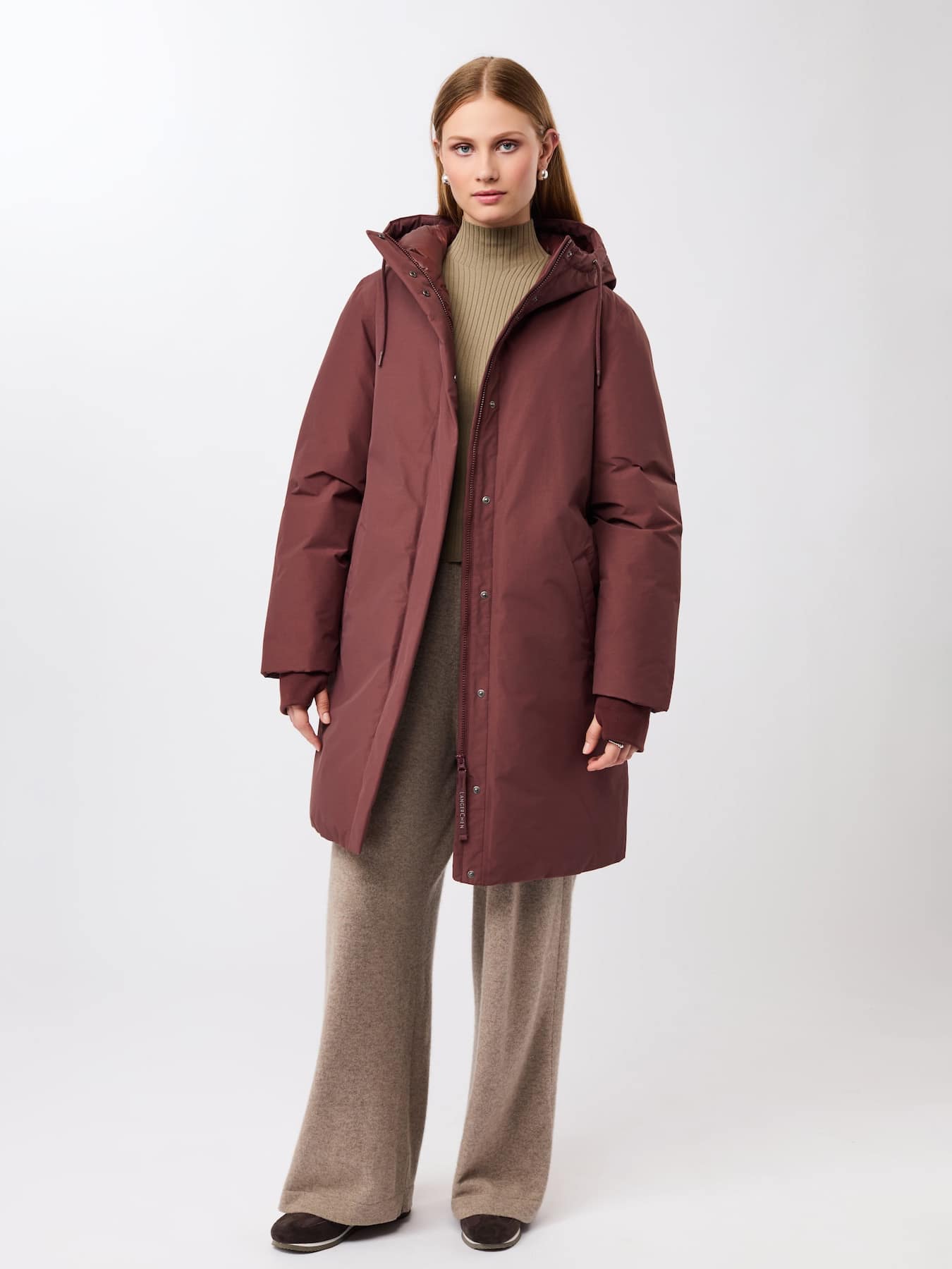 Jacke Lange Jacke Mit Kapuze UndEco Daune Langerchen Burgundy 4