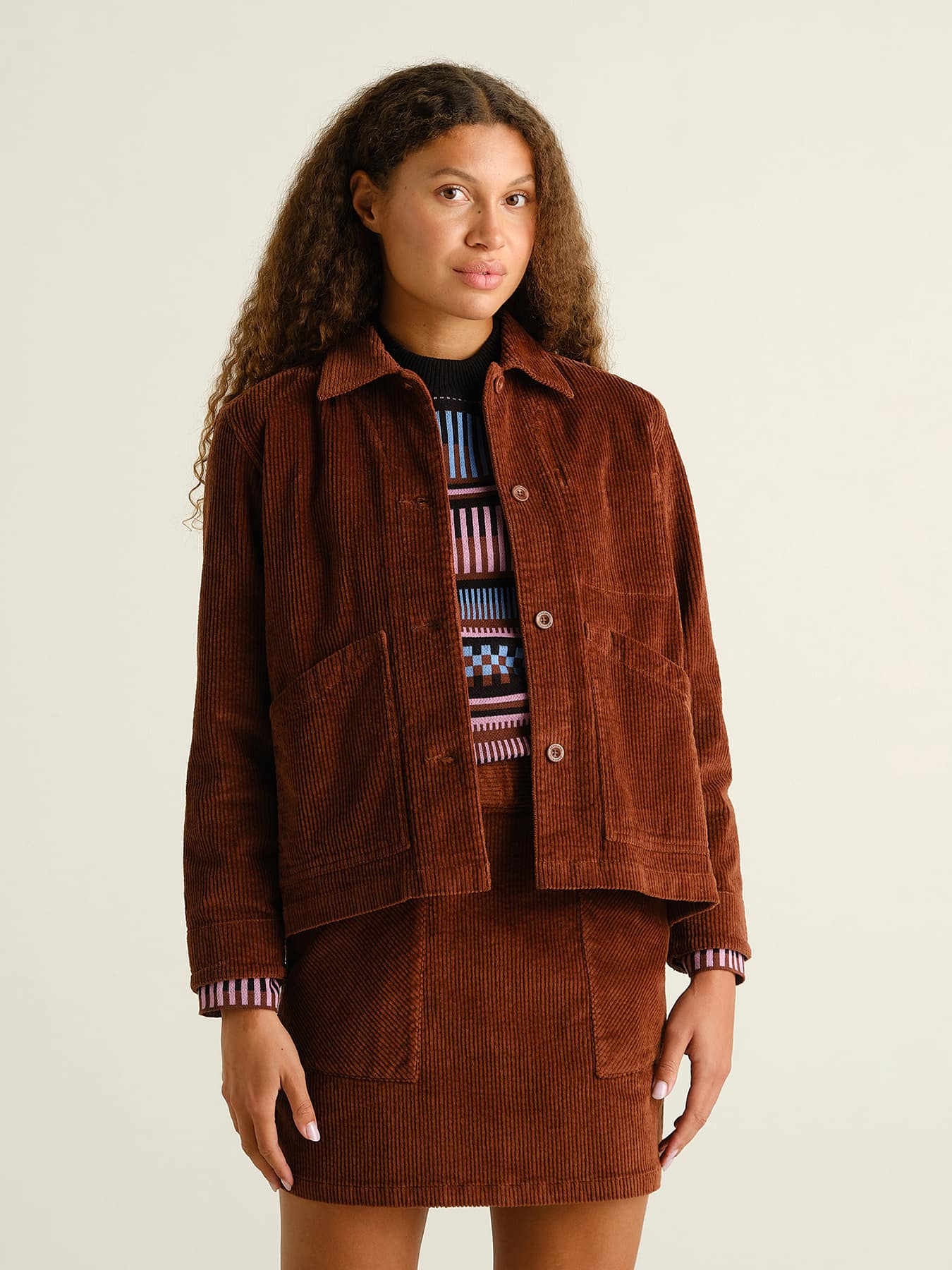 Jacke Stiby Corduroy Dedicated Cappuccino Brown 1