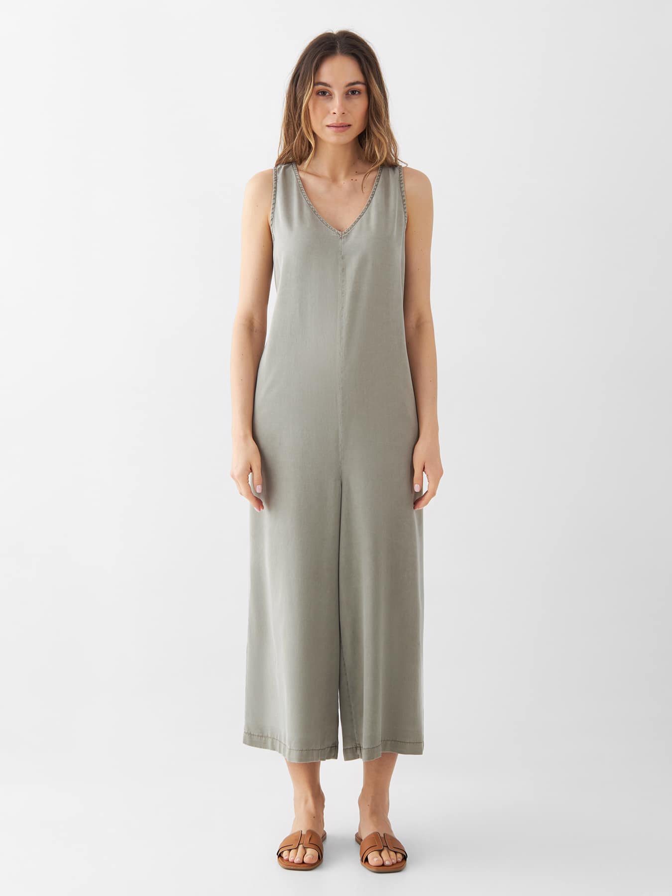Jumpsuit Moonlight Soft Tencel Wide Leg Dawn Rock Olive 1