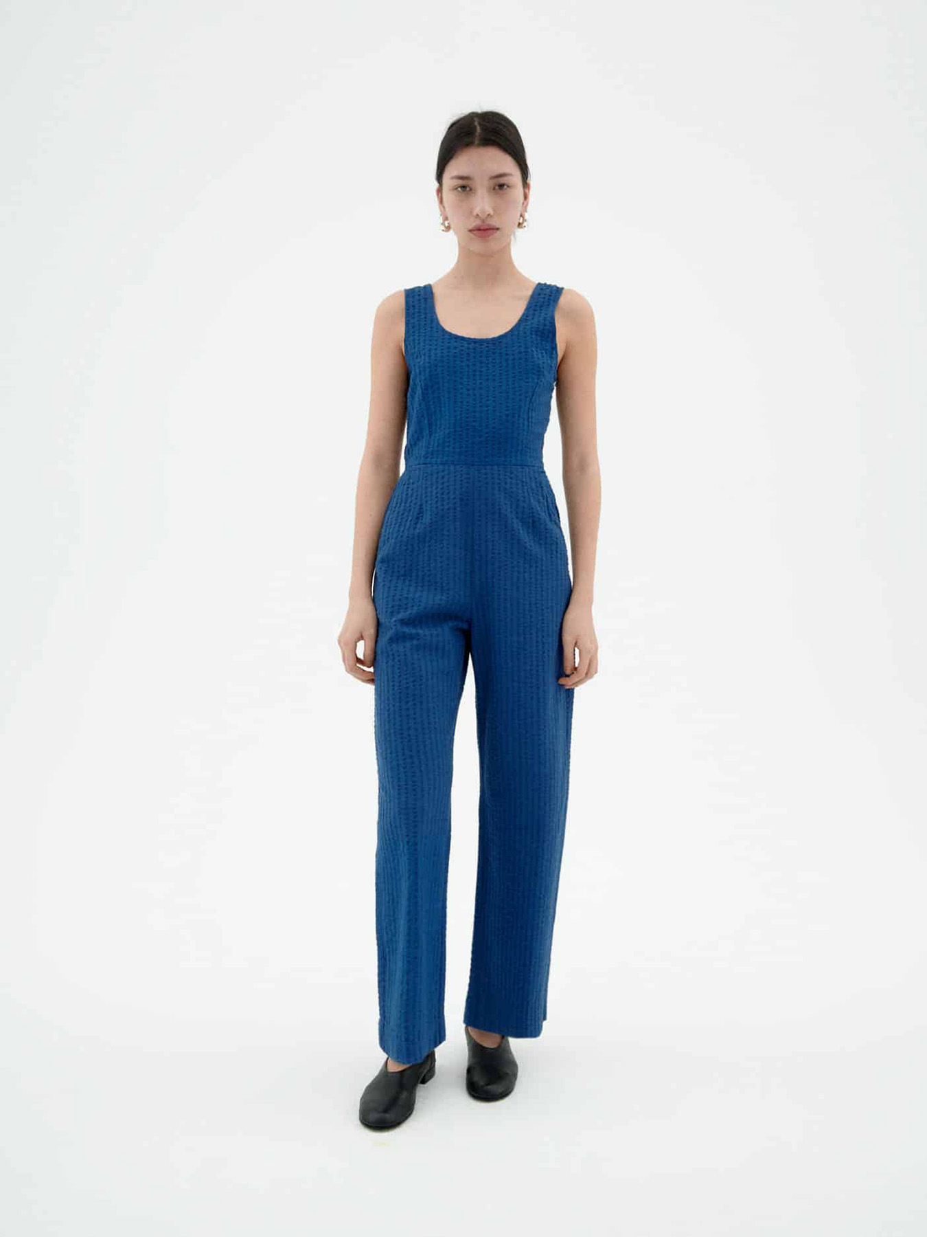 Jumpsuit Raflesia Seersucker Thinking Mu Cobalt 01