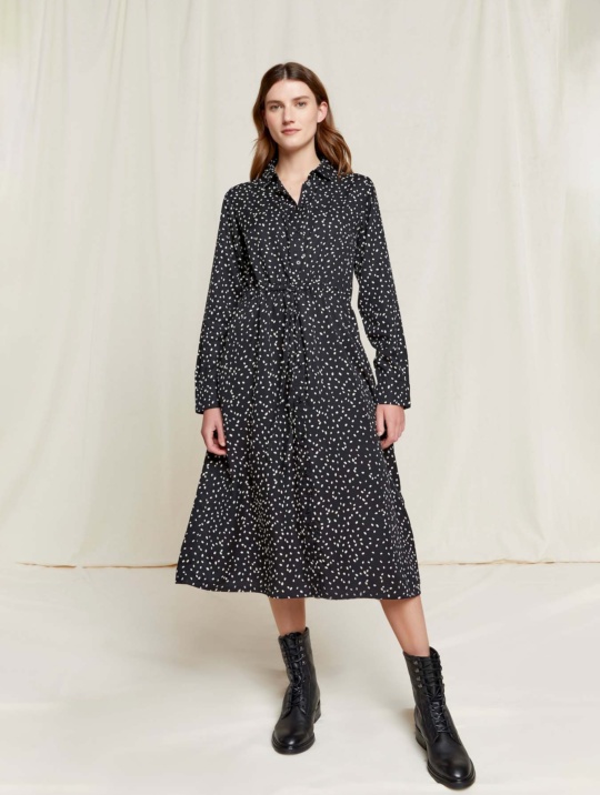 Kleid Audrey Leaf Print Dress People Tree Black 2