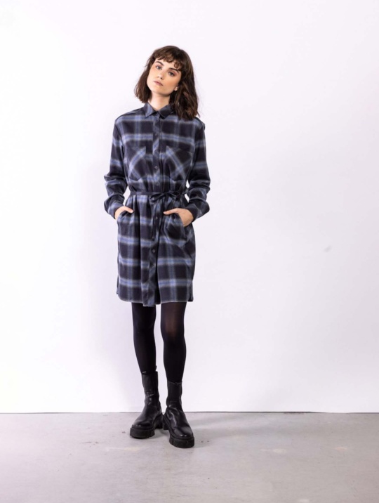Kleid Dress Button Down Elements Of Freedom Checked Blue 2