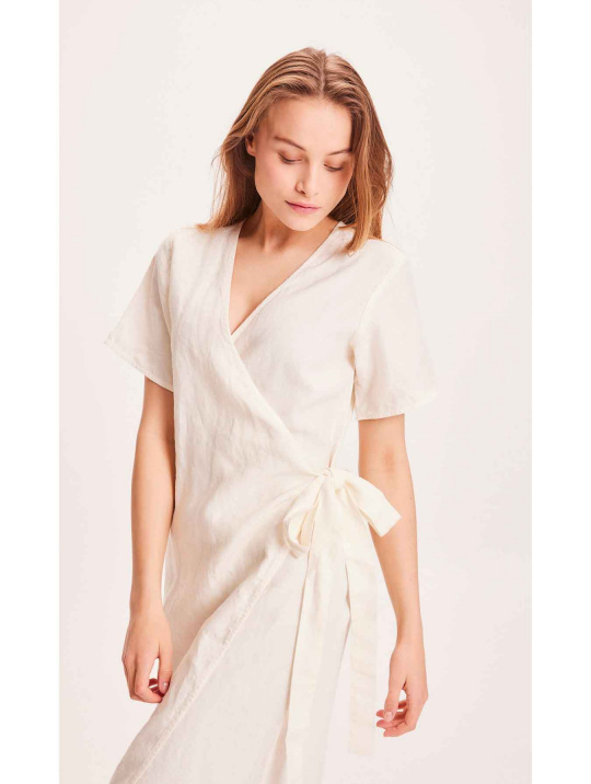 Kleid Orchid Linen Wrap Knowledge Cotton Apparel Buttercream 1