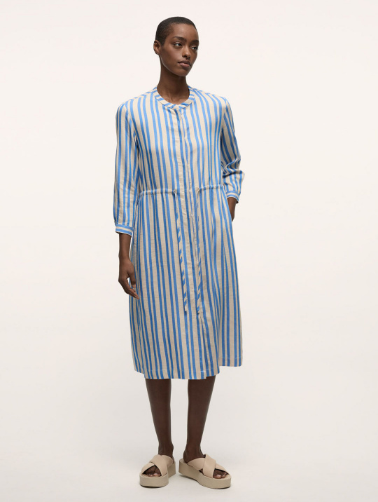 Kleid Streifen Lanius Bright Blue Oat Milk 01