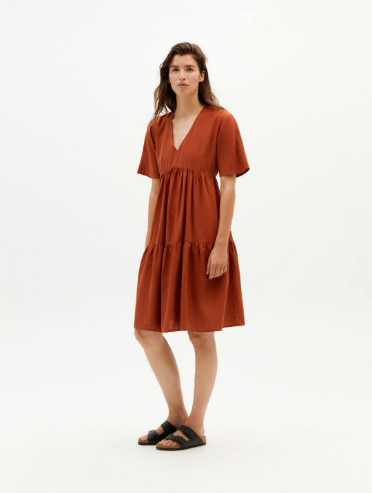 Kleider & Röcke Kleid Fresia Hemp Thinking Mu Clay Red 1