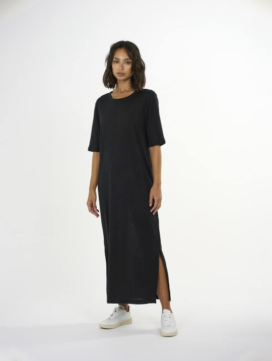 Kleider & Röcke Kleid Linen Short Knowledge Cotton Apparel Black Jet 1