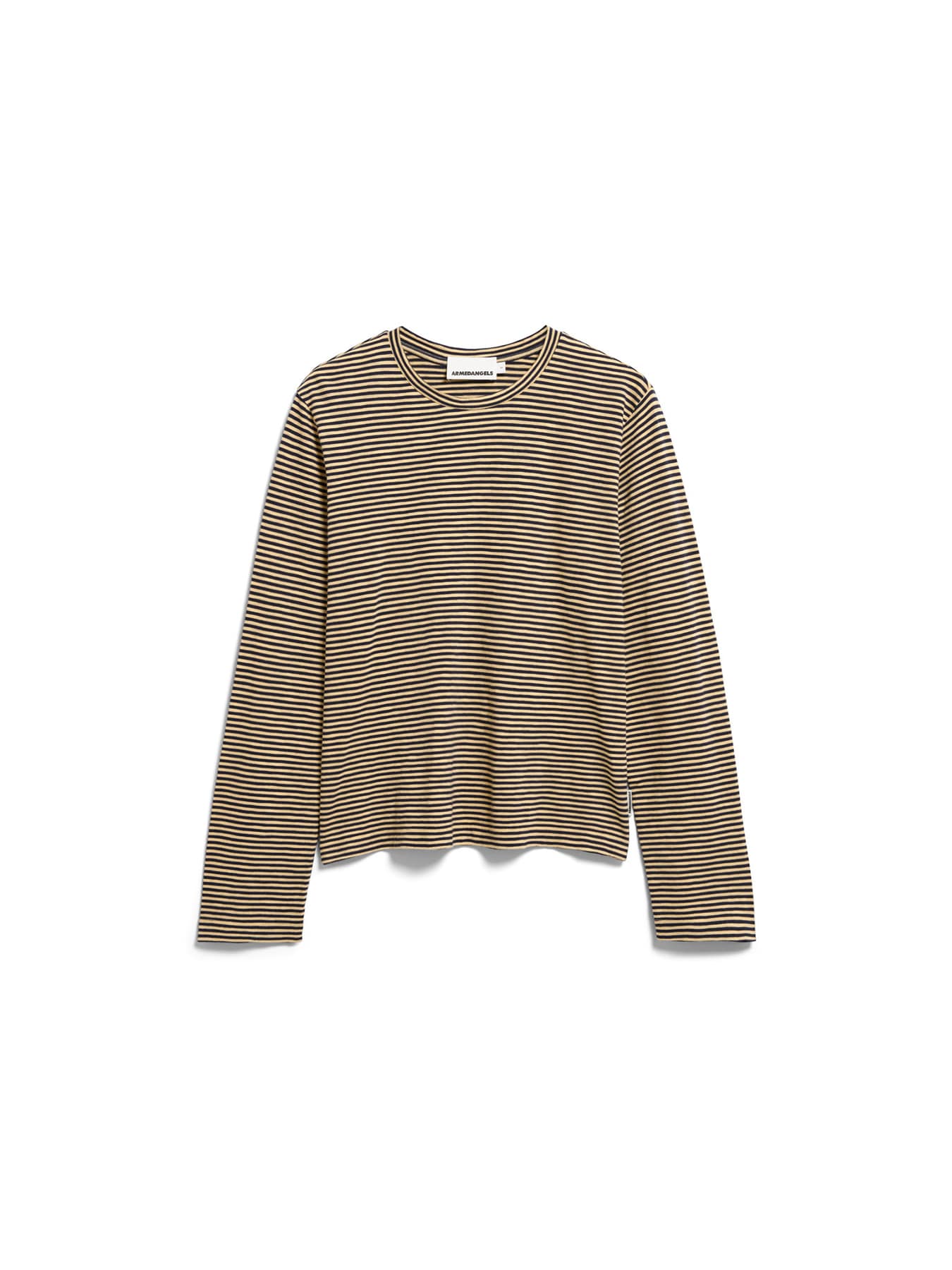 Longsleeve Slub Jersey Stripe Armedangels Tinted Navy Golden Hay 01