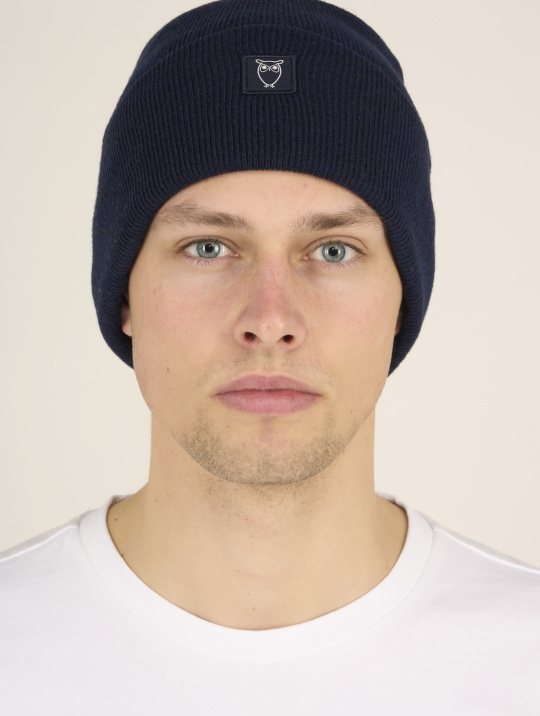 Mützen & Schals Beanie Double Layer Rib Wool Knowledge Cotton Apparel Total Eclipse 1