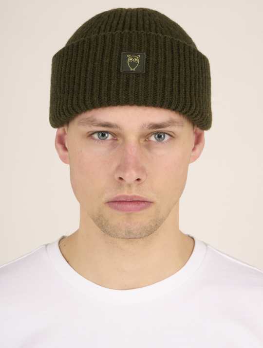 Mützen & Schals Beanie Wool Rib Low Knowledge Cotton Apparel Dark Forrest Night 1