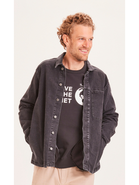 Overshirt Pine Denim Knowledge Cotton Apparel Black Jet 1