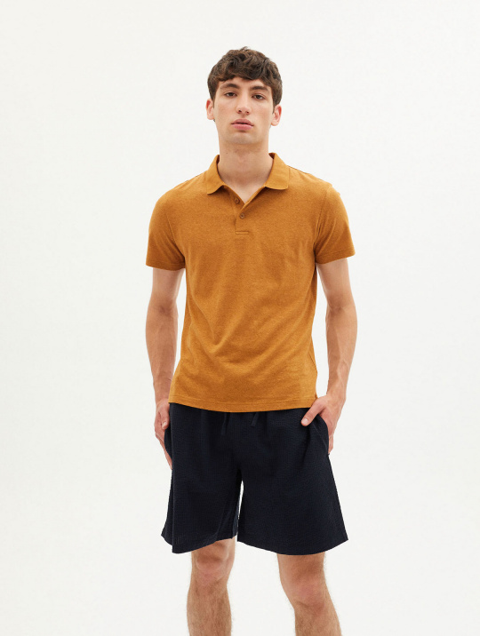 Polo Shirt Hemp Thinking Mu Brown 1