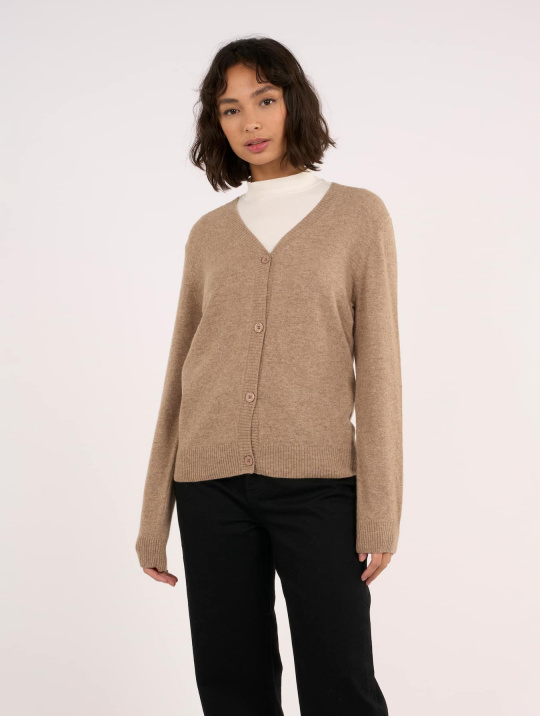 Pullover & Cardigans Cardigan V Neck Lambswool Knowledge Cotton Apparel Kelp 1