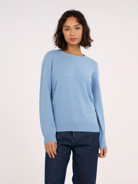 Pullover & Cardigans Pullover Crew Neck Lambswool Knowledge Cotton Apparel Asley Blue 1