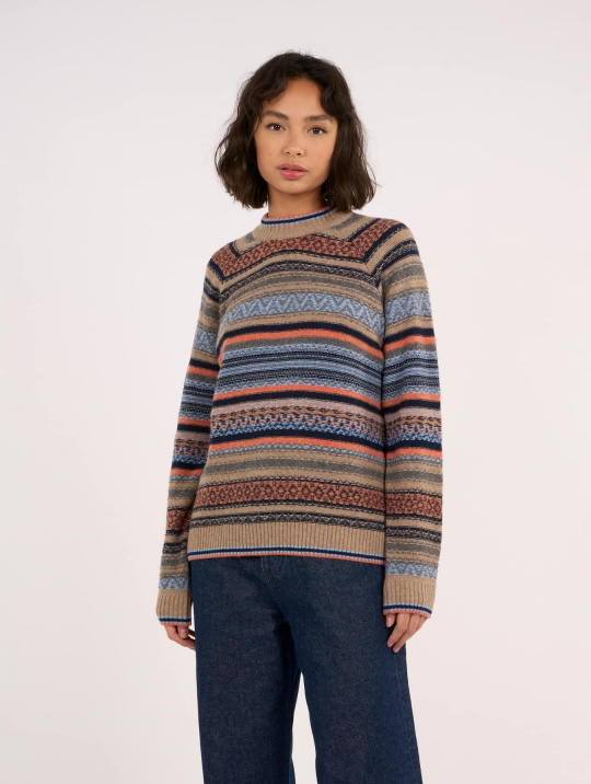 Pullover & Cardigans Pullover Faroe Island Crew Neck Lambswool Knit Knowledge Cotton Apparel Multicolor 1