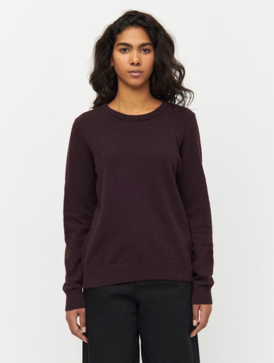 Pullover & Cardigans Pullover Lambswool Crew Neck Knowledge Cotton Apparel Chocolate Plum 1