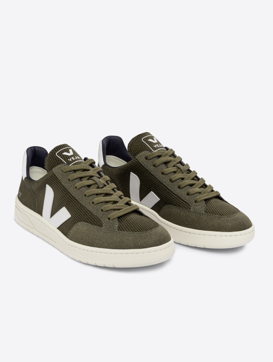 Schuhe Sneaker V 12 B Mesh Veja Olive White 1