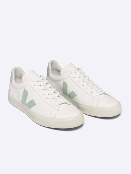 Schuhe Sneaker Veja Campo Chromefree Leather Extra White Matcha 01