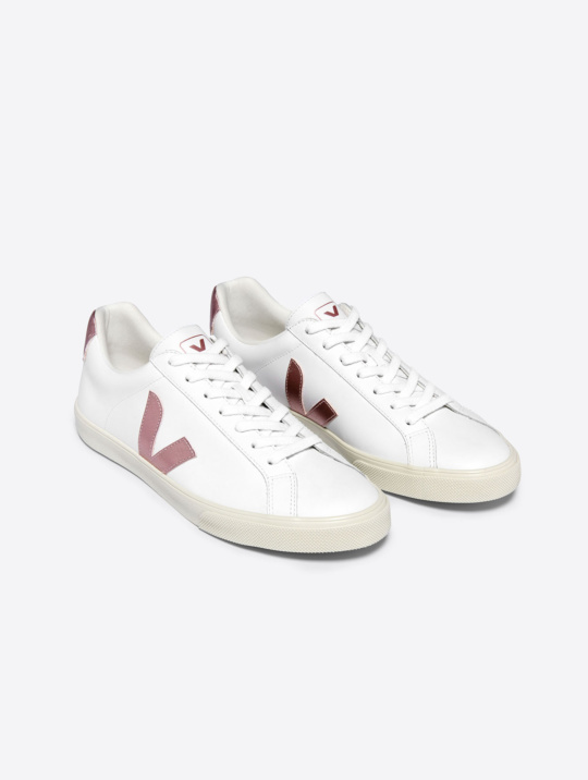 Schuhe Sneaker Veja Esplar Logo Leather Extra White Nacre 01