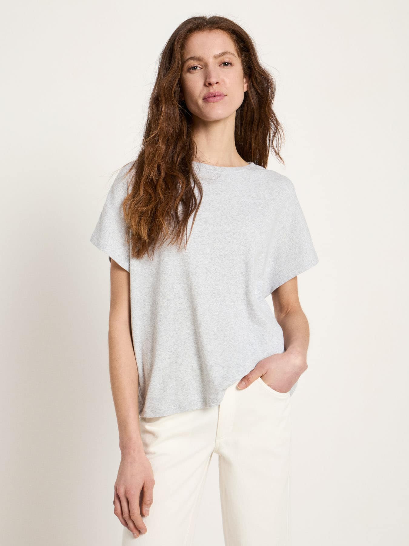 Shirt Mit überschnittener Schulter Lanius Grey Melange 01