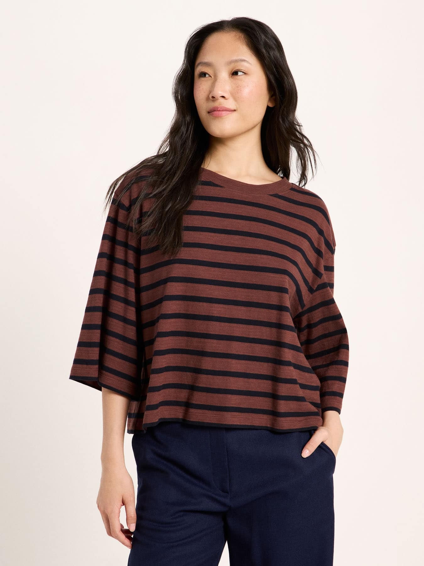 Shirt Oversize Gots Lanius Bitter Chocolate Black 01