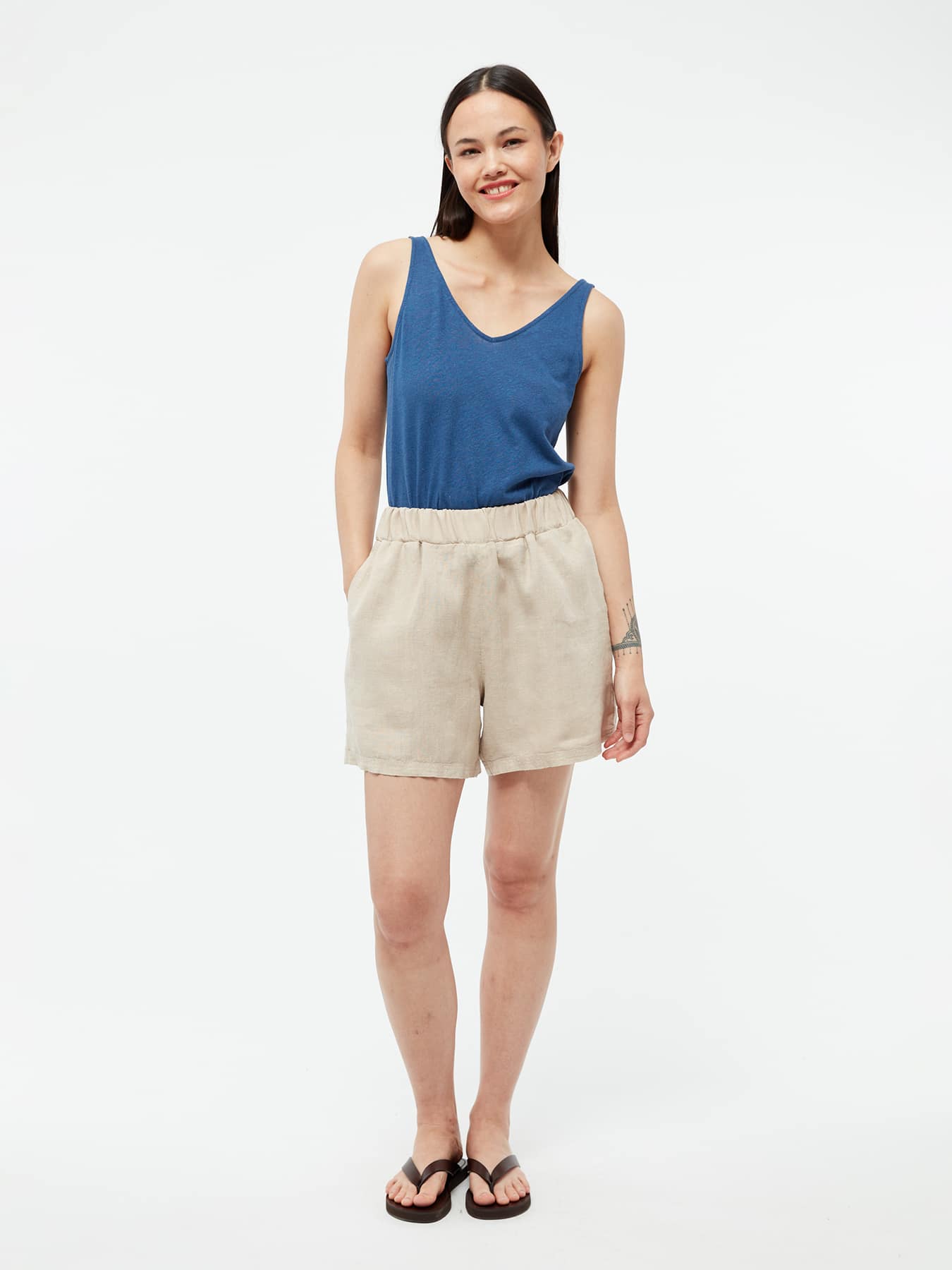 Shorts Clementine Givn Linen Oat Beige 01
