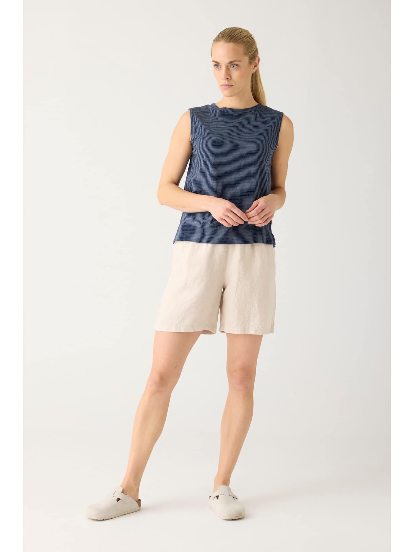 Shorts Posey Wide Linen KCA Light Feather Gray 1