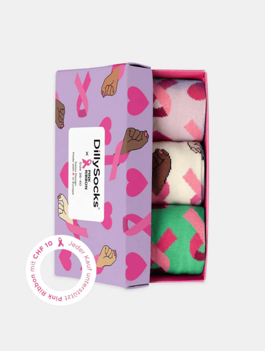 Socken 3er Pack Pink Ribbon Box Dilly Socks 1
