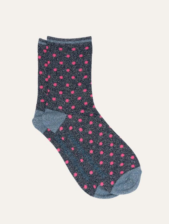 Socken Lurex Glittet Dot Socks Knowledge Cotton Apparel China Blue 1