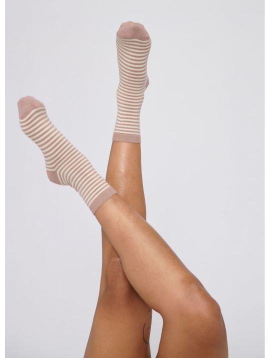 Socken Organic Cotton Color Striped Organic Basics Dusty Rose 2