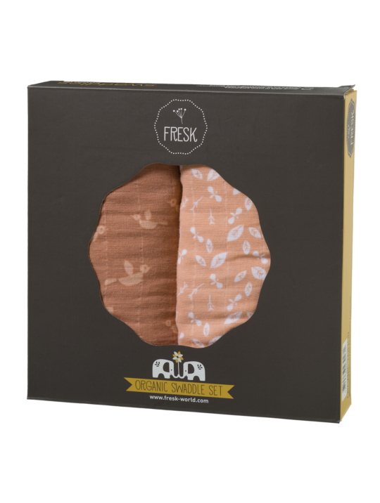 Swaddle Set 120x120cm Voegel Birds Pack Fresk Rose 1